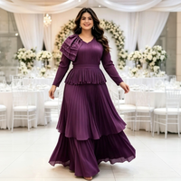 Robes de bal en gros pour femmes 2026 – Robe longue plissée à volants de luxe rose pour femme, grande taille, élégante