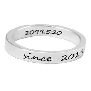 חקוק תכשיטי 925 כסף סטרלינג Stackable חקוק מכתב טבעת