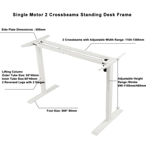 Escritorio El&eacute;ctrico Single Motor <strong>Electric</strong> Standing <strong>Desk</strong> Frame Double Crossbeams <strong>Height</strong> <strong>Adjustable</strong> Sit Stand <strong>Desk</strong> - Product Image 2