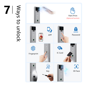 Kunci Pintu Pintar Tuya 3D Pengenal Wajah untuk Pintu Kayu/Baja dengan Penyimpanan Cloud, Wi-Fi, Sidik Jari & Kontrol Aplikasi - Product Image 2