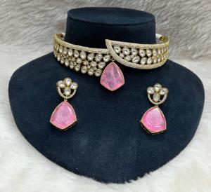 Conjunto de collar chapado en oro de diseñador para mujer, hermosas gargantillas Dalk Polki únicas para boda y fiesta, diferentes formas - Product Image 5