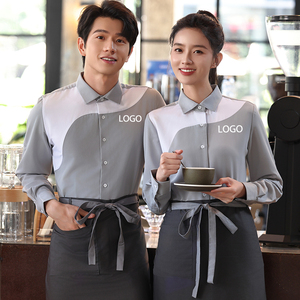 Camisa con Logotipo Personalizado, Camisa de Trabajo para Hoteles y Restaurantes, Camisas Unisex para Camareros, Camisa Polo de Manga Larga - Product Image 1