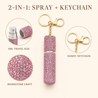 Atomiseur de parfum 5 ml en strass de cristal, porte-clés, flacon vaporisateur mini vide rechargeable, breloque de sac, portable pour voyage, cadeau bijou