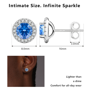 Wholesale <b>Blue</b> Zircon Flower <b>Stud</b> <b>Earrings</b> 925 Silver White Gold Plated Hip Hop Jewelry Hypoallergenic 5A CZ Bule Stone <b>Earrings</b> - Product Image 2