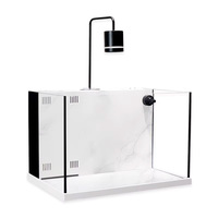 Aquarium de bureau rectangulaire moderne en verre ultra-blanc Black Slab Eco avec filtre arrière, pour salon et chambre, intelligent, garantie 2 ans