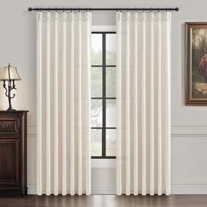 Rideaux transparents en faux lin à texture naturelle XinLan, traitement de fenêtre filtrant la lumière à mémoire de forme - Product Image 6