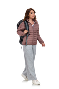 Unpretentious <strong>Thin</strong> Quilted <strong>Puffer</strong> <strong>Jacket</strong> for Women Autumn Hooded Breathable Reversible Stretchy Walking Traditional Coat - Product Image 3