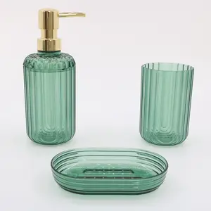 Green Plastic Bathroom Accessory Set Sublimation Custom Bathroom Set