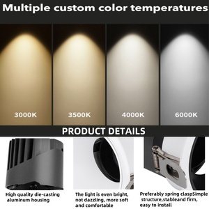 Ecolux venta al por mayor luz descendente ajustable interior sala de estar dormitorio Oficina iluminación foco 12W aluminio empotrado Led foco - Product Image 2