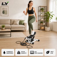Mini Stepper con Bandas de Resistencia, Stepper Hidráulico con Monitor LED, 135 kg, Equipo de Fitness para Gimnasio en Casa
