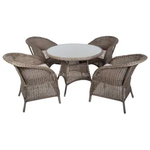 Conjunto de mesa de chá para uso externo, tamanho personalizável, eco friendly, rattan totalmente tecido, 4 peças, cadeiras