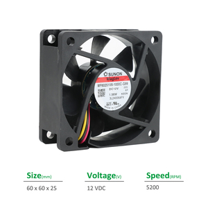 Sunon อินเวอร์เตอร์แกนสำหรับตู้บรรจุไอ27.0CFM, อินเวอร์เตอร์ไฟฟ้า MF60251VX-1000C-G99/โอดีมขนาด60x60x25มม. 130mA 12VDC 1.56วัตต์5200รอบต่อนาที - Product Image 2