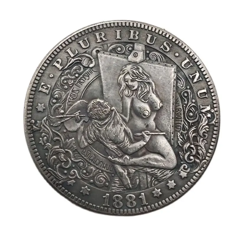 ארה"ב 1881 נווד הנצחה מטבעות אוסף נווד אמן אחד <span class=keywords><strong>דולר</strong></span> מזכרות עיצוב הבית מלאכות קישוטי שולחן העבודה מצופה