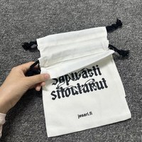 Sac en toile blanche épaisse de 10 oz avec cordon de serrage et impression de logo noir, pochette en tissu de luxe pour emballage de bijoux et cadeaux