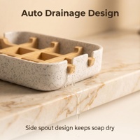 Support de Savon en Fibre de Bambou Auto-drainant Personnalisé, Porte-shampoing de Bain Facile à Nettoyer avec Grille de Drainage en Bambou pour Cuisine et Évier de Douche