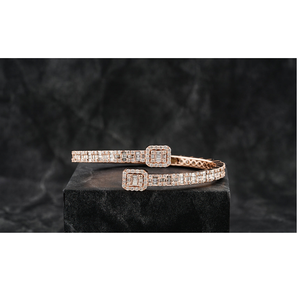Glamorosa Pulsera Cubana de Diamantes Cultivados en Laboratorio de 10 mm, Chapada en Oro de 14K, Oro Rosa, Plata, Estilo Hip Hop, Unisex, para Boda, 7 Pulgadas, Joyería - Product Image 1