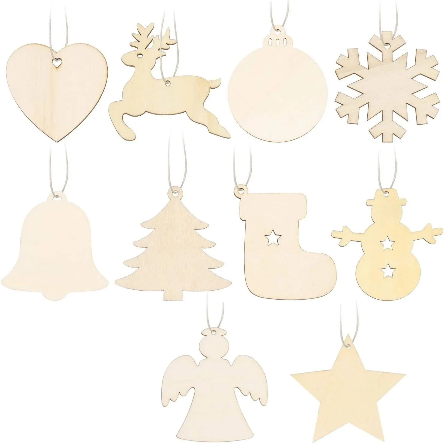 Estick Custom Shape Hanging Wood Crafts Decorations Ornament Christmas Wooden Piece With Custom Logo