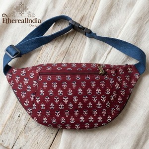 Maroon Block Print Waist <b>Bag</b> <b>Boho</b> Fanny Pack Cotton Ethnic Festival Hip Sling <b>Bag</b> - Product Image 6