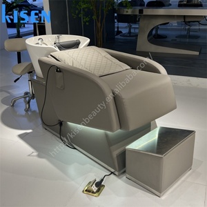 Fauteuil de lavage de cheveux Kisen confortable en cuir PU pour hommes et femmes, design moderne, avec bac à shampoing - Product Image 3