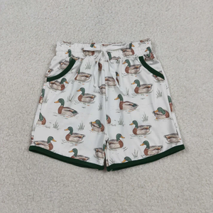 Pantalones cortos informales transpirables con estampado de pato y cintura elástica con cordón y bolsillos para bebés y niños pequeños, ropa de verano - Product Image 2