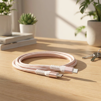Kabel Data Nilon Pengisian Cepat USB-C ke USB-C Tipe PD 100W 5A 3M untuk Komputer & Kamera