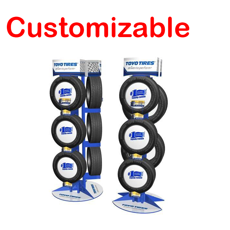 Apache Customizable Metal Tire Display Stand for 4S Shop and Repair Shop Use in Display Racks Category — view 4