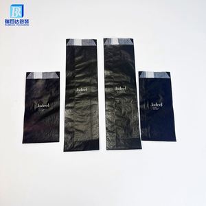 Sac en papier kraft noir à fond pointu avec logo personnalisé imprimé pour sandwichs, biscuits, bonbons, toasts, pain - Product Image 6