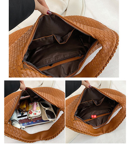 Sac fourre-tout en cuir PU pour femme, sac à bandoulière à poignée supérieure, sac hobo grande capacité, sac à main souple végétalien, sac bandoulière avec fermeture éclair sous le bras - Product Image 3
