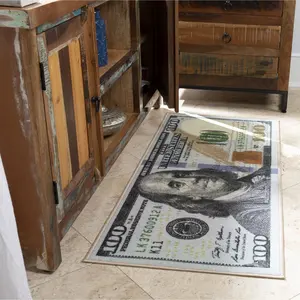 Alfombra Personalizada con Diseño de Billetes de 100 Dólares Vintage, Tapete para Entrada, Alfombra de Entrada con Diseño de Dinero, Alfombra Anudada a Mano para Casa, Alfombra para Niños - Product Image 1