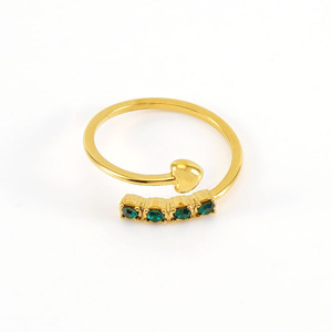 Zogxin Fashion <b>Ring</b> 18K Gold Plated Heart Shape Pave Setting Green White <b>Crystal</b> Open <b>Ring</b> For Women Gift - Product Image 4