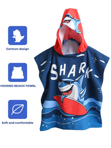 Toalla de <span class=keywords><strong>playa</strong></span> con capucha para niños y niñas, toalla de piscina para niños pequeños con capucha de tiburón, poliéster 100% hipoalergénico de secado rápido - Product Image 5