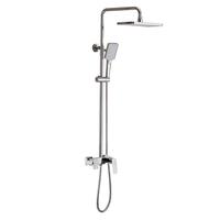 Ensemble de robinets de douche à effet pluie pour baignoire, finition nickel brossé, salle de bains avec eau chaude et froide
