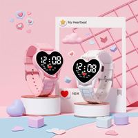 Jam Tangan LED Fashion Hot Sale, Tali Silikon Kartun, Bentuk Hati Lucu, Jam Digital untuk Anak-anak