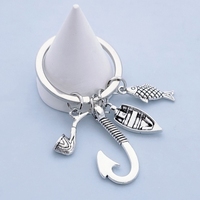 Mode bricolage accessoires tuyau bateau de pêche hameçon poisson créatif porte-clés pêcheur amateurs de pêche cadeau