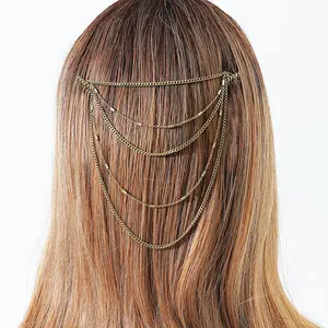 Eico vergoldete einfache Schicht Haar kette schwarze Haars pange für Frauen Haar bürste Zubehör Kopf bedeckung Schmuck Kopfschmuck