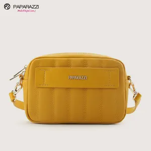 #10369 2020 SS Myanmar hergestellt PAPARAZZI marke Italien designer gestreiften nähte gelb farbe crossbody frauen schulter tasche