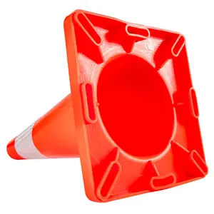 18 pollici. Cono di sicurezza stradale in PVC stampato riflettente arancione con Base durevole
