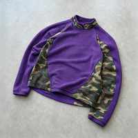 T-shirt Streetwear Personnalisé pour Homme, Coupe Oversize en Coton, Motif Camouflage Color Block, Manches Longues en Tissu Gaufré