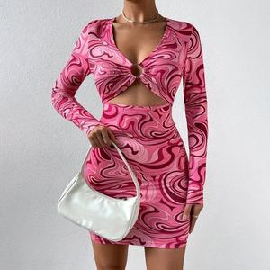 Abito da donna con stampa in marmo estivo con motivo a forma di stella re verde verde Vestidos a manica lunga <span class=keywords><strong>rosa</strong></span> girocollo abito da donna - Product Image 4