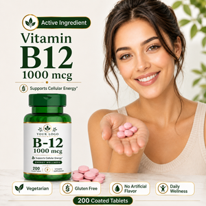 Private Label High Potency B12 Tablets Energy Wellness Vegan Supplement Daily Nutrition 1000 mcg Vitamin B12 Supplement - Product Image 4