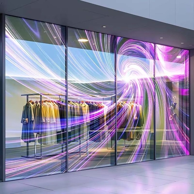 P4 P5 P6 P8 P10 Transparent Flexible Indoor Full Color Film Screen Outdoor Energy Efficient Crystal Glass LED