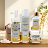 Ensemble de soins de la peau au riz coréen végétalien biologique, crème tonique au riz éclaircissante, sérum, soin de la peau pour peaux sèches