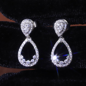 Pendientes colgantes de oro sólido SU212 para mujer, 10K, 14K, Diamante cultivado en laboratorio IGI, gran oferta - Product Image 1