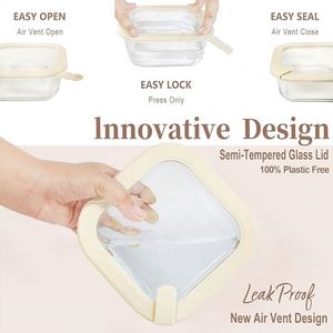 Recipiente Rectangular de Vidrio Borosilicato para Almacenamiento de Alimentos, con Tapa Hermética, Ventilación de Vapor, Libre de BPA, Apto para Microondas, Venta al por Mayor de Fábrica - Product Image 3