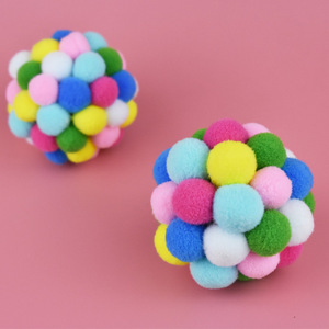 Factory Wholesale Price With Bells to Sound Seven Colorful <b>Plush</b> Ball Handmade Dog Cat Interactive Toy Pet Toys - Product Image 6
