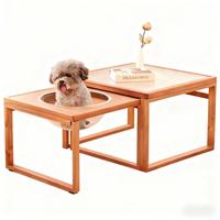 Table basse gigogne moderne personnalisée en bambou et verre, mobilier de salon portable avec design adapté aux animaux de compagnie