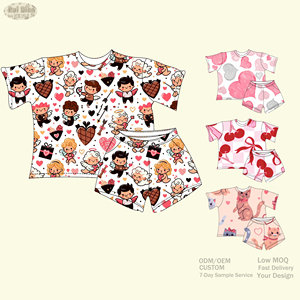 Set di Maglietta e Pantaloncini in Bambù per San Valentino, <span class=keywords><strong>Pigiama</strong></span> Estivo a Maniche Corte per Bambina, 2 Pezzi di Abbigliamento per Ragazze - Product Image 4