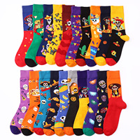 Chaussettes en coton jacquard à motif Crâne de pirate Jour des Morts 200N pour homme, fantaisie, amusantes, motif Crâne de sucre, décontractées, pour fêtes et occasions spéciales, chaussettes cadeau assorties
