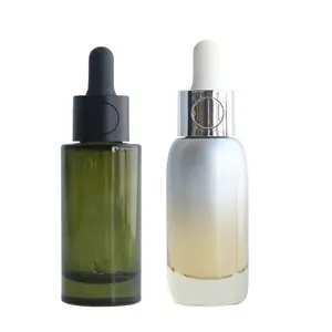 Emballage cosmétique pour soins de la peau 10ml 20ml 30ml huile essentielle sérum givré flacon compte-gouttes d'huile en verre vide flacon avec compte-gouttes noir