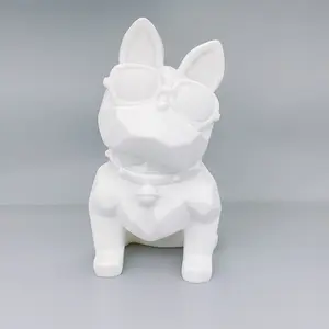 Factory Wholesale Soft PVC Material French bulldog Fluid Bear White French bulldog Saving Banks With Paints and Toolkits